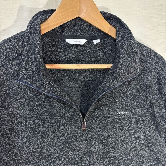 Calvin Klein Quarter Zip Pullover Top Mens L Gray Casual Lightweight Coat Comfy - Picture 5 of 10